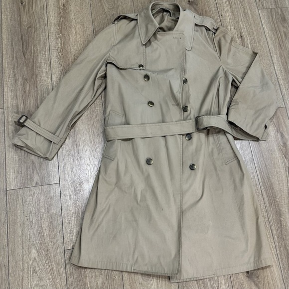 LONDON FOG‎ Maincoats Removable Liner BeltedTrench Overcoat -Size 42 Long
